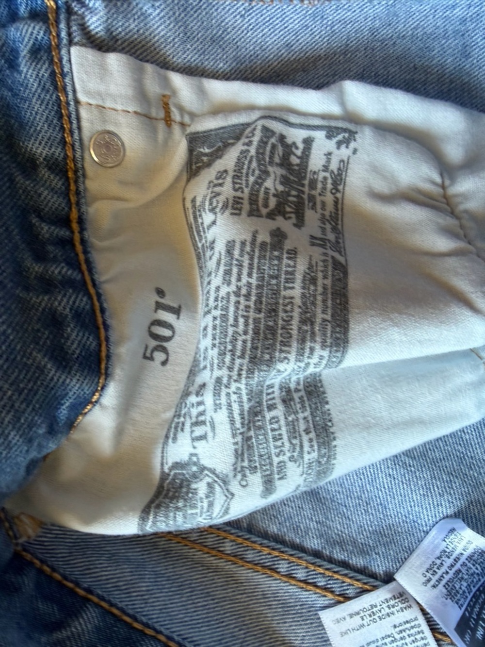 Levi's  501 Light Blue Distressed High-Rise Denim Shorts - Picture 7 of 14